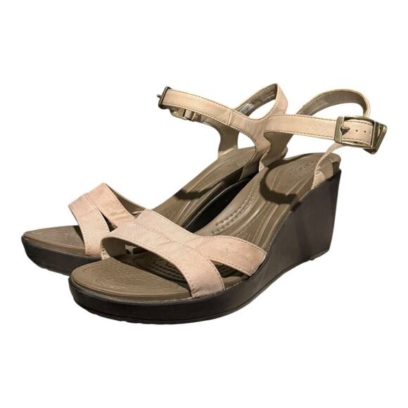 Crocs Shoes - Crocs Women's Leigh Li Cream Ankle Strap Wedge Platform Sandals Size 10